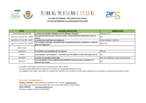 programme previsionnel ateliers La santé et l’habitat