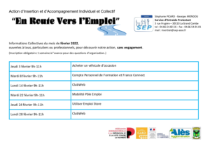 02-En Route Vers l’Emploi ateliers du jeudi – février 2022